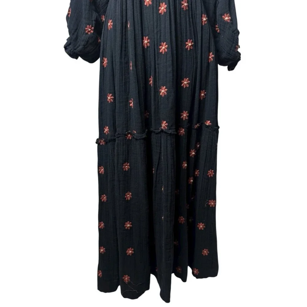 Free People‎ Dahlia Embroidered Maxi Dress Puff Sleeve Cottagecore Milk Maid M - Picture 6 of 13